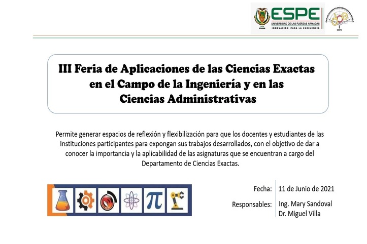 espe III Feria de Aplicaciones Ciencias Exactas espe III Feria de Aplicaciones Ciencias Exactas